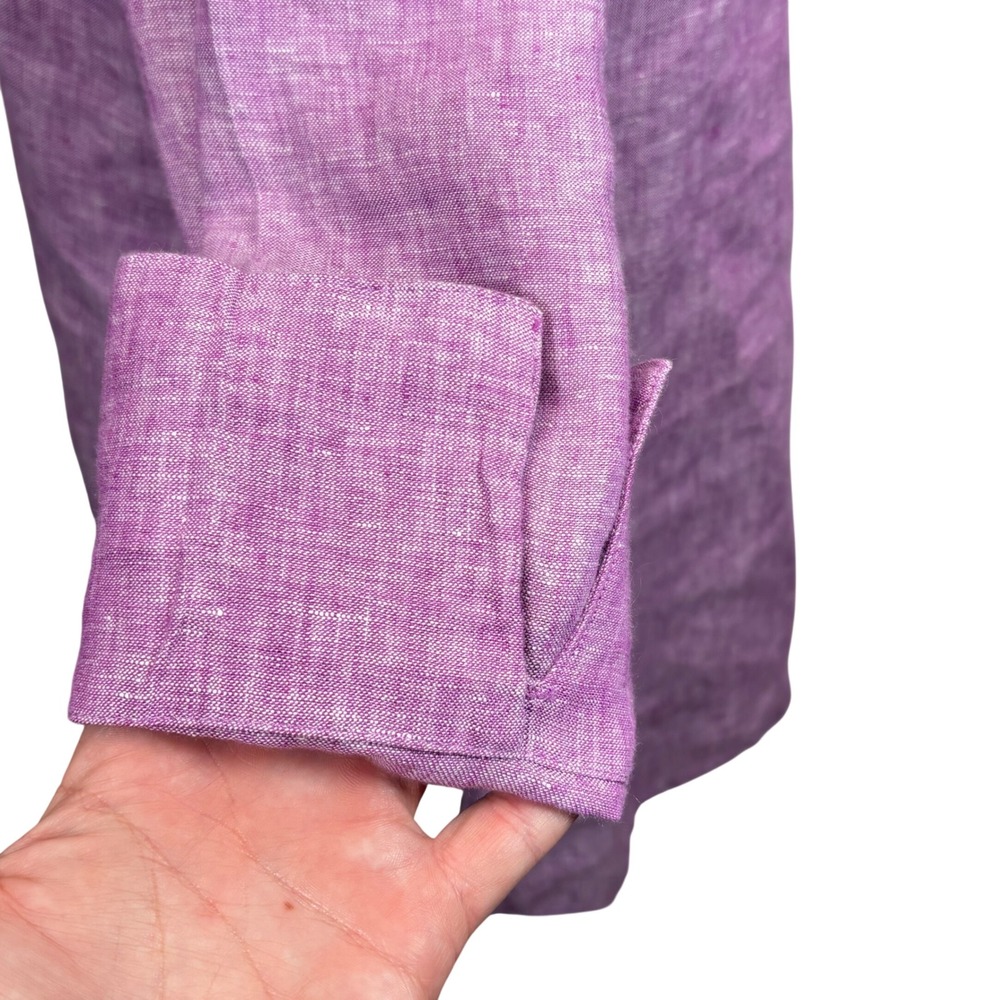 Chico's Linen Tunic Top Purple Lavender Button Front Coastal Lagenlook Sz‎ 1 - Picture 9 of 10